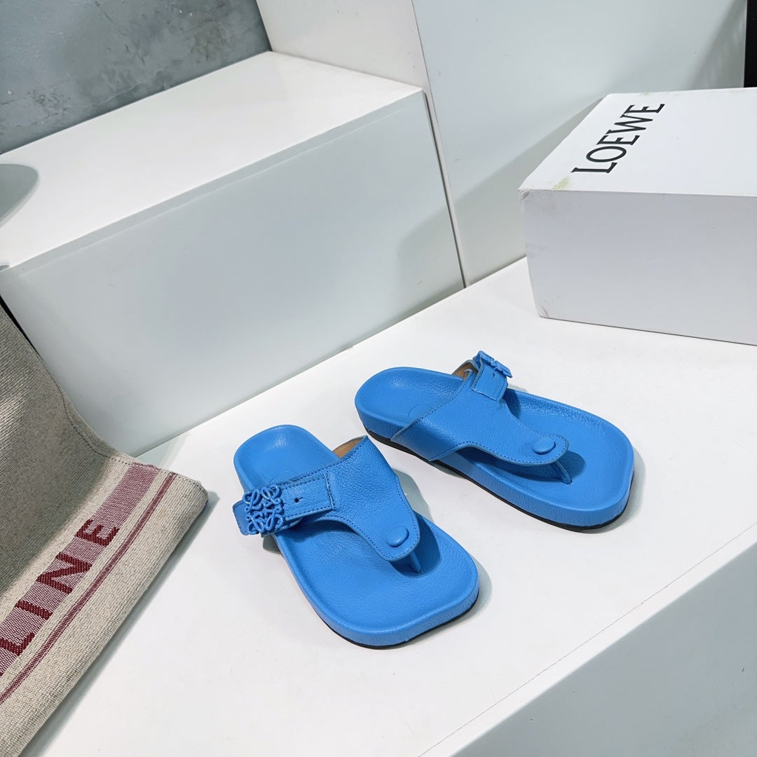 LW THONG SANDALS TRUE BLUE CALFSKIN
