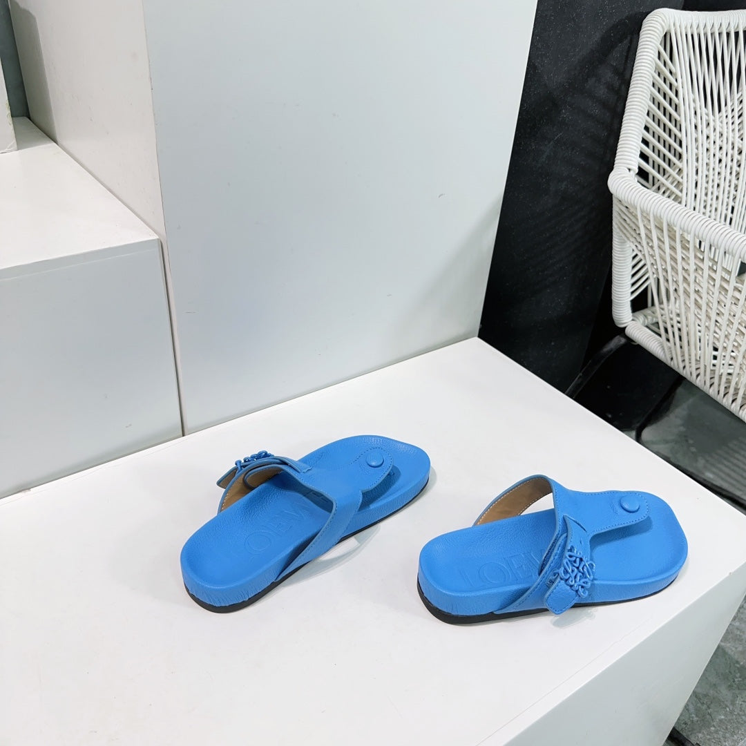 LW THONG SANDALS TRUE BLUE CALFSKIN