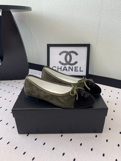 BALLET FLAT OLIVE GREEN MIX BLACK VELVET