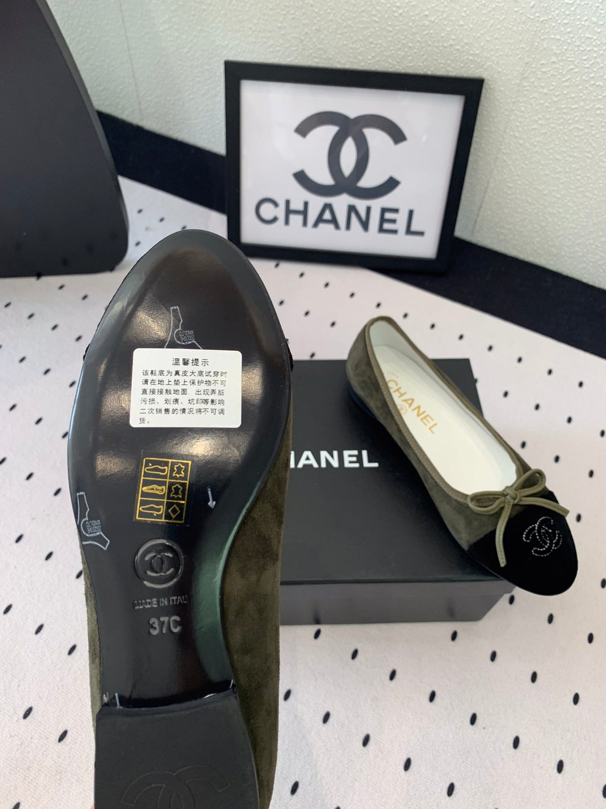 BALLET FLAT OLIVE GREEN MIX BLACK VELVET