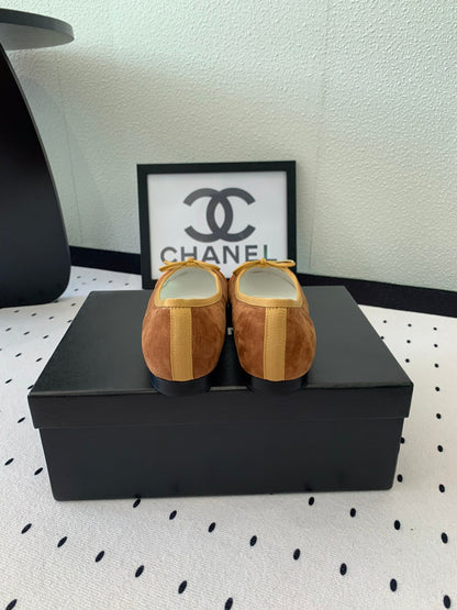 BALLET FLAT LIGHT BROWN MIX BROWN VELVET