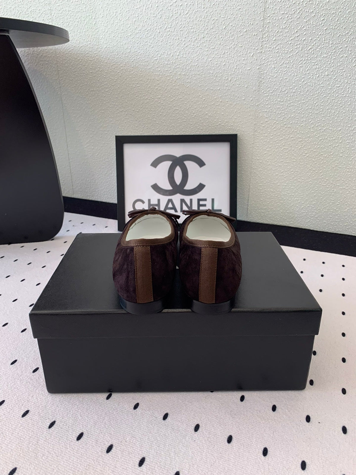 BALLET FLAT DARK BROWN MIX BLACK VELVET