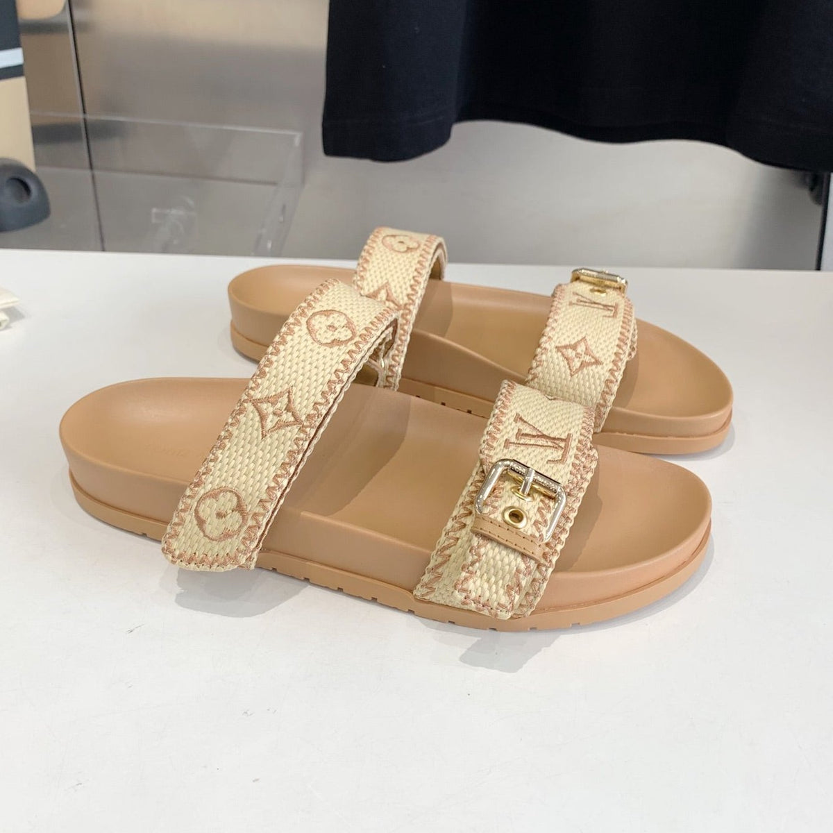 LV WOMEN SUNSET DAD SANDAL IN BEIGE MONOGRAM FABRIC MULE