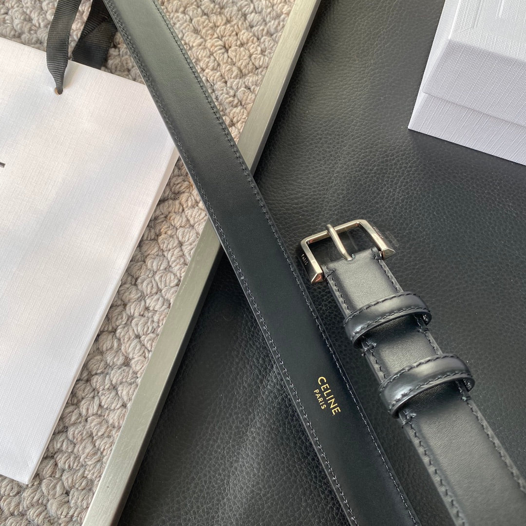 BELT 25MM IN BLACK REVERSIBLE ITALIAN CALFSKIN WITH VINTAGE SILVER BUCKLE