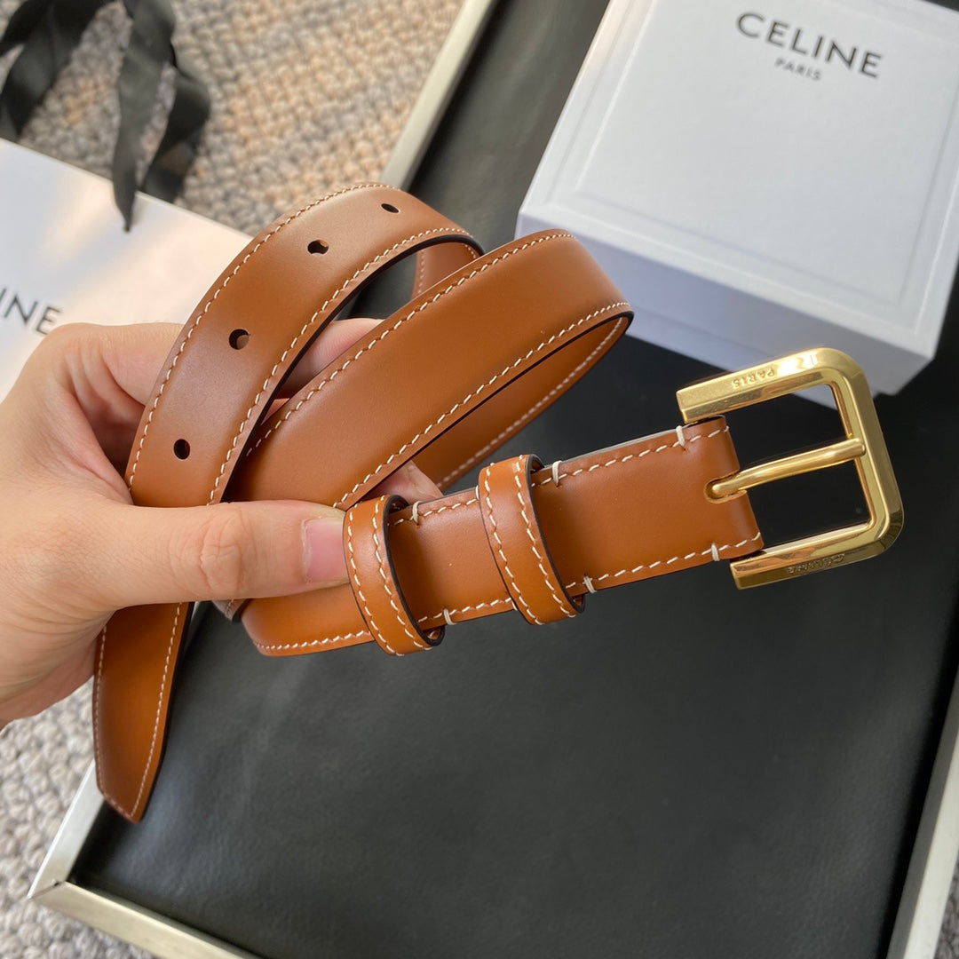 BELT 25MM IN BROWN REVERSIBLE ITALIAN CALFSKIN WITH VINTAGE GOLD BRASS BUCKLE