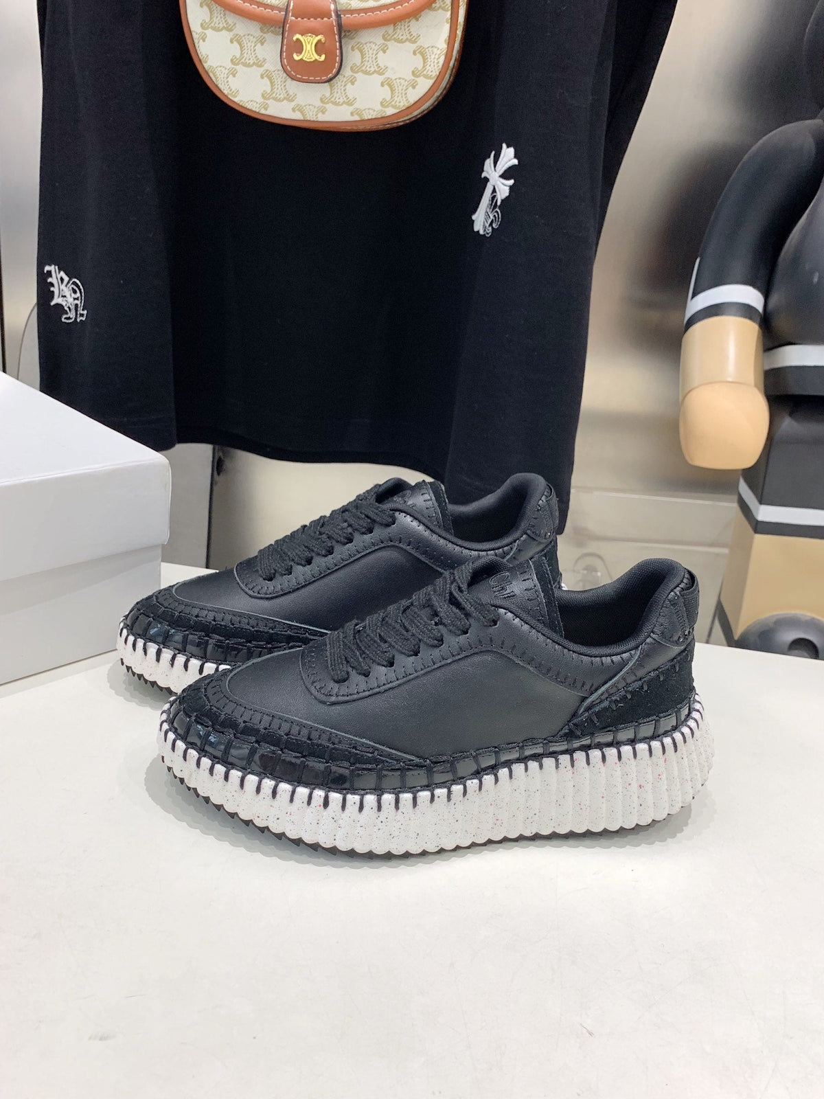 NAMA SNEAKER 5 CM IN BLACK CALFSKIN