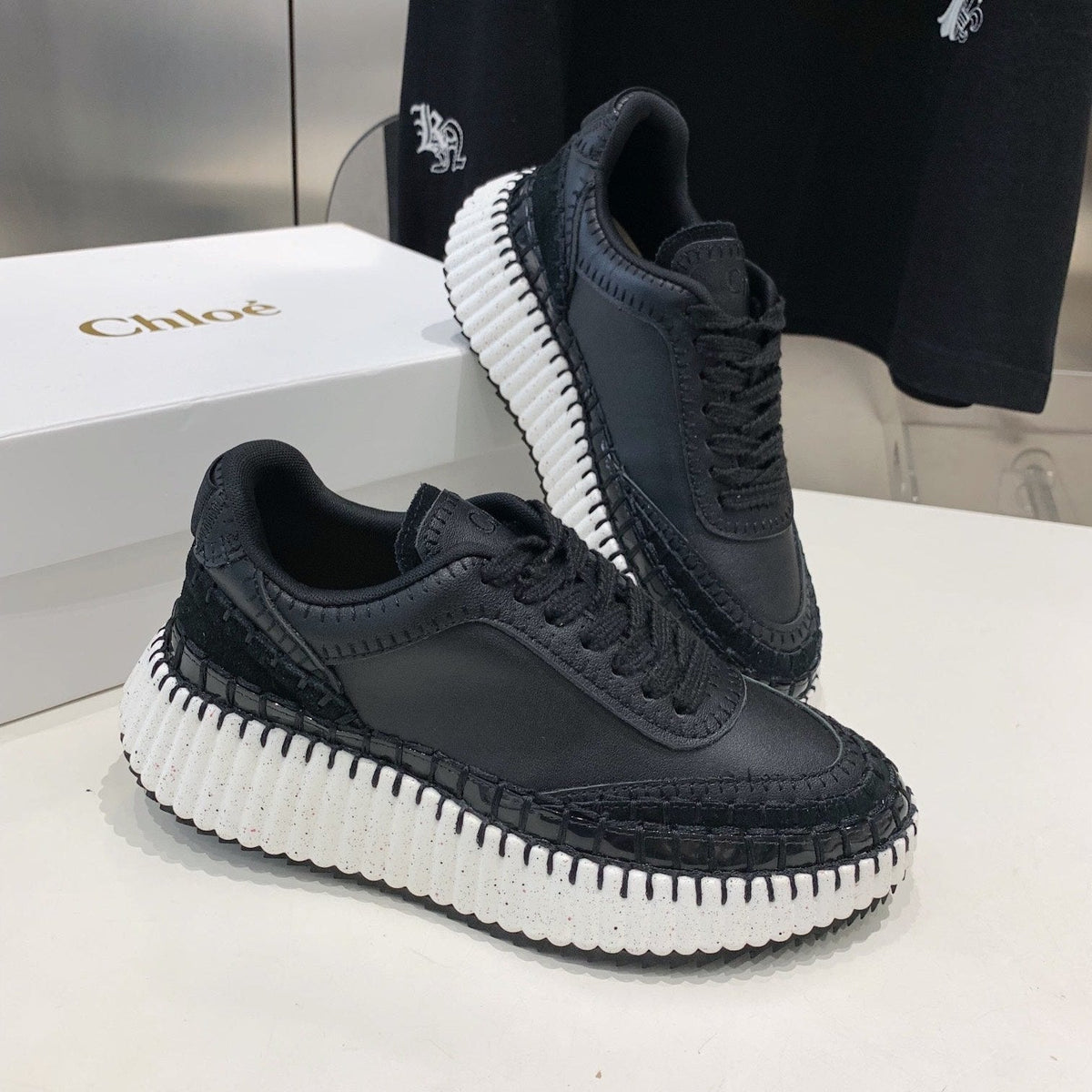 NAMA SNEAKER 5 CM IN BLACK CALFSKIN