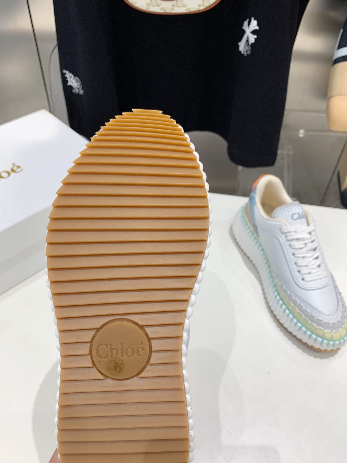 NAMA SNEAKER 5 CM IN WHITE MIX GREEN CALFSKIN