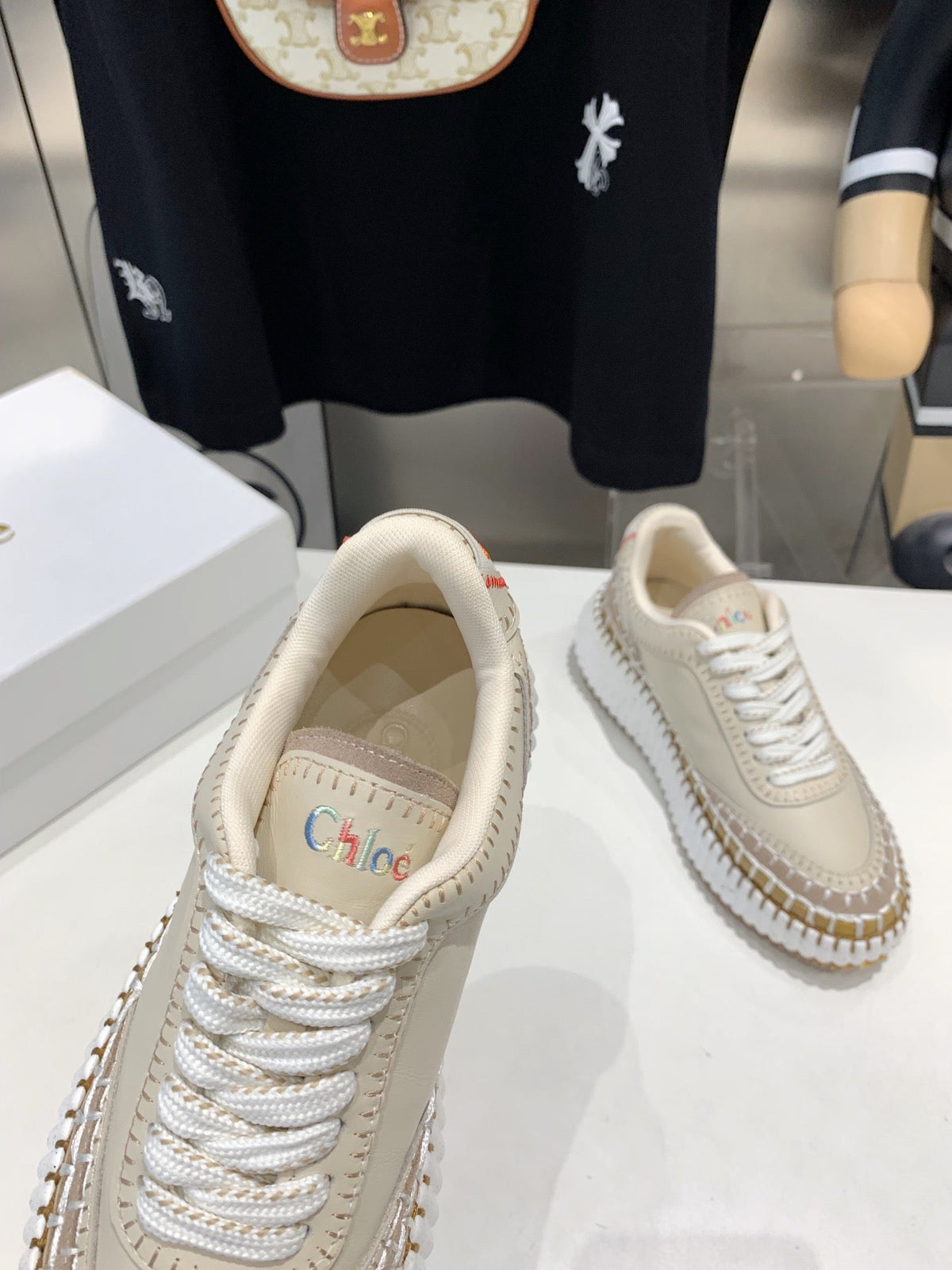 NAMA SNEAKER 5 CM IN BISQUE BEIGE CALFSKIN