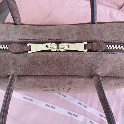 BEAU TOP HANDLE BAG 34 IN BROWN SUEDE