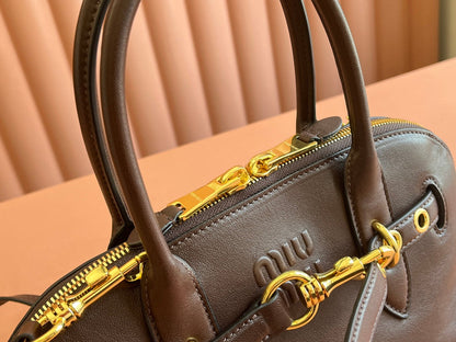 AVENTURE NAPPA BAG 33 IN CEDAR BROWN LAMBSKIN GOLD HARDWARE