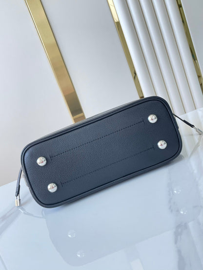 FLORE 28 IN CHARCOAL PERFORATED CALFSKIN