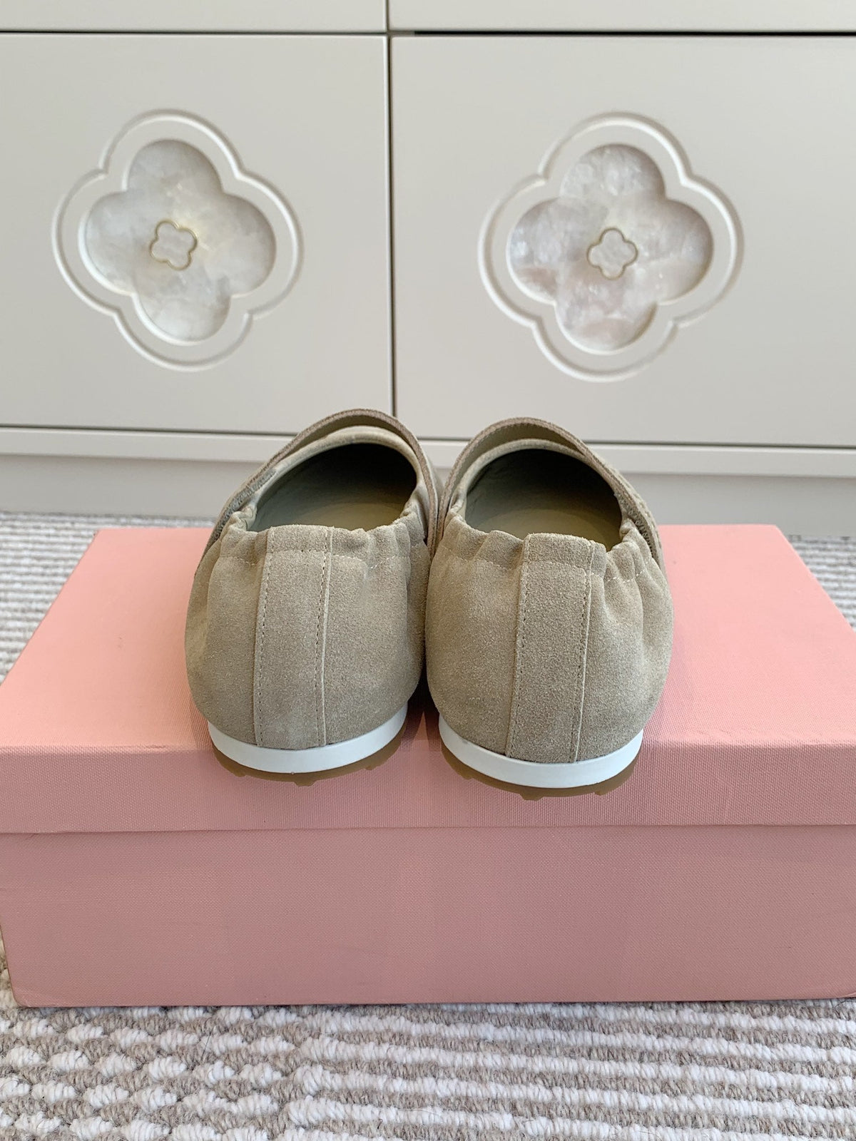 MARY JANE FLATS IN TROUT SUEDE
