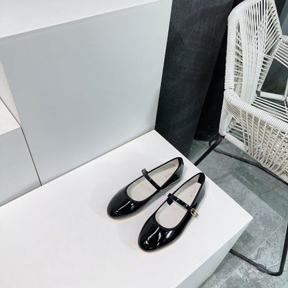 MARRY JANE FLAT IN BLACK PATENT CALFSKIN