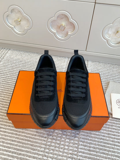 BOUNCING SNEAKER IN BLACK GRAPHIC MESH AND CALFSKIN