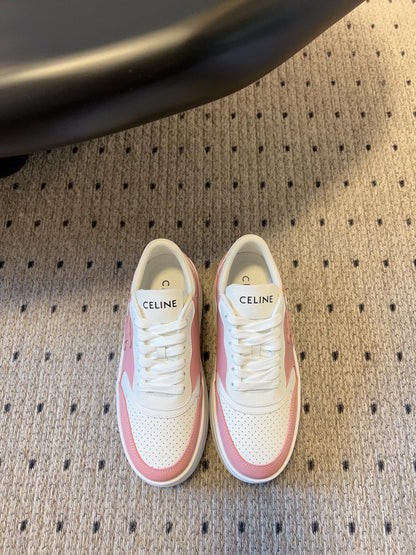 BLOCK SNEAKER WITH TRIOMPHE IN WHITE MIX BABY PINK CALFSKIN