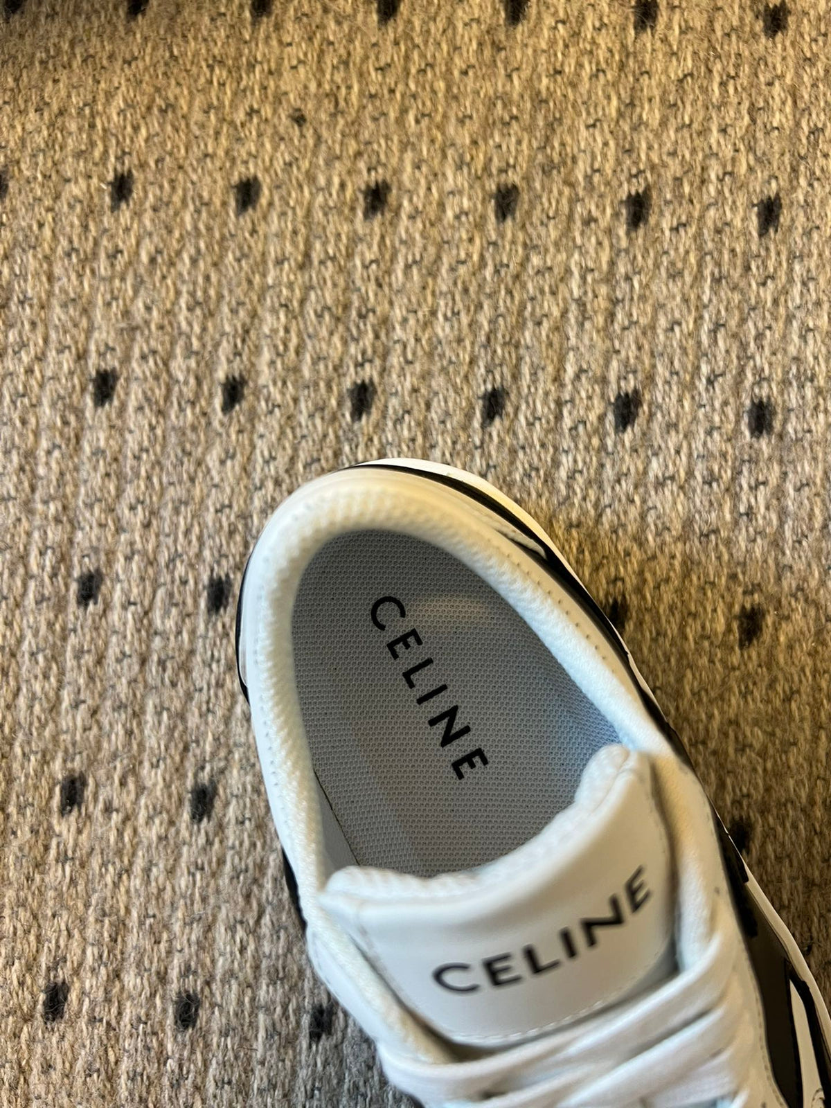 BLOCK SNEAKER WITH TRIOMPHE IN WHITE MIX BLACK CALFSKIN