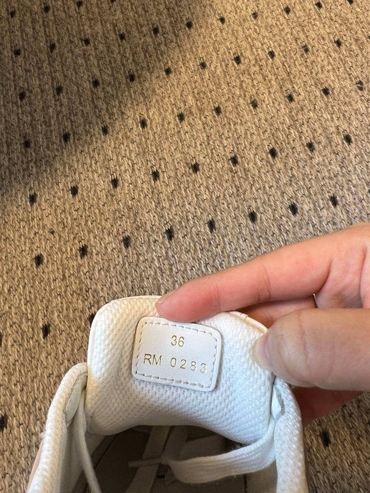 BLOCK SNEAKER WITH TRIOMPHE IN WHITE MIX SAND BROWN CALFSKIN
