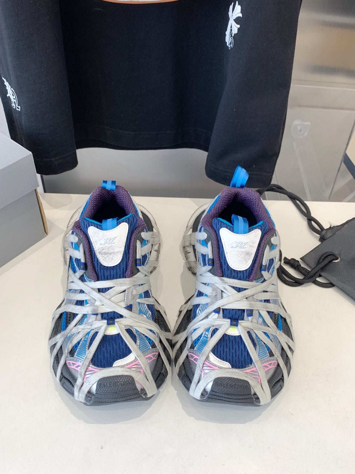3XL EXTREME LACE SNEAKER BLUE MIX PINK SILVER AND RED