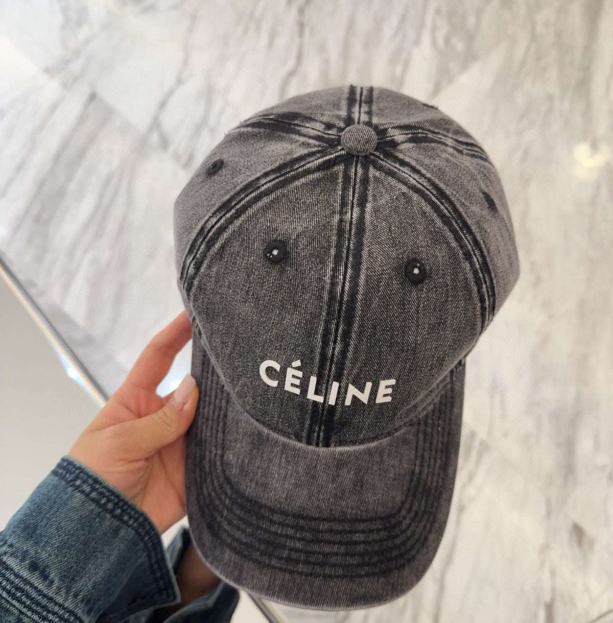 BASEBALL CAP MODEL 650042 IN WASHED BLACK DENIM