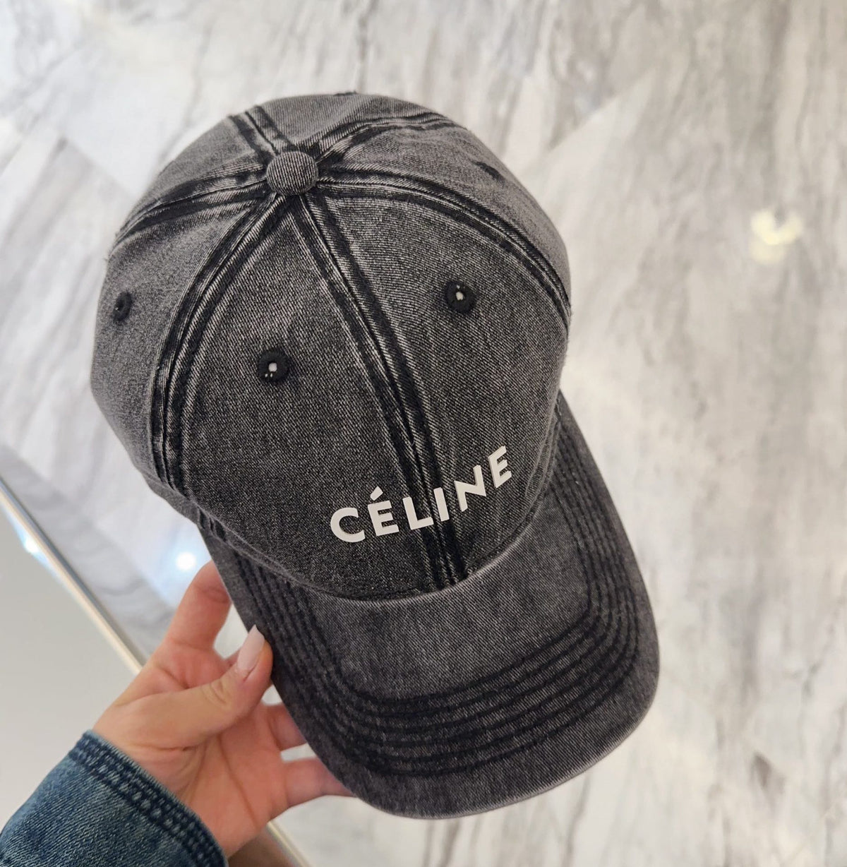 BASEBALL CAP MODEL 650042 IN WASHED BLACK DENIM