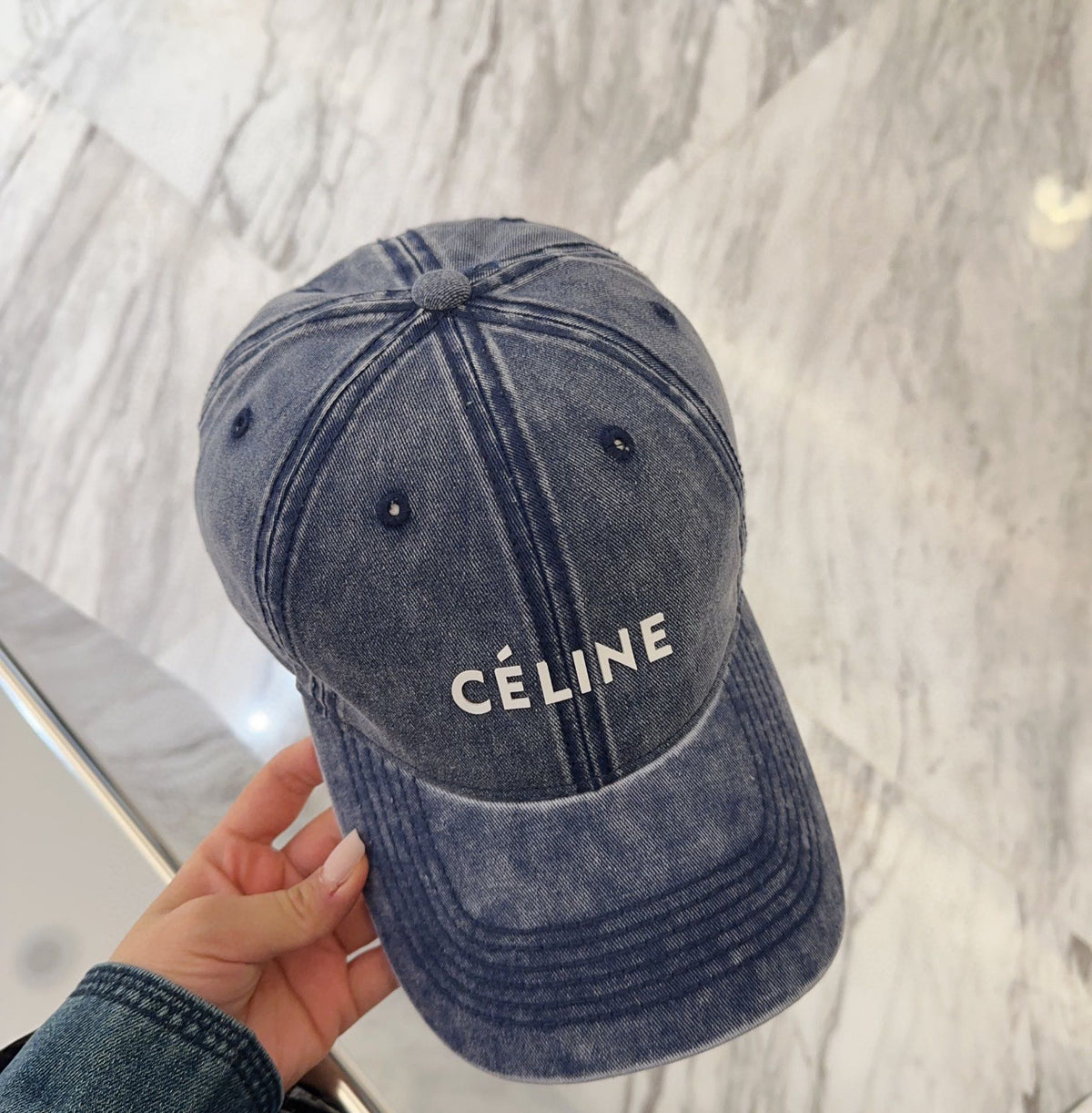BASEBALL CAP MODEL 650044 IN WASHED BLUE DENIM