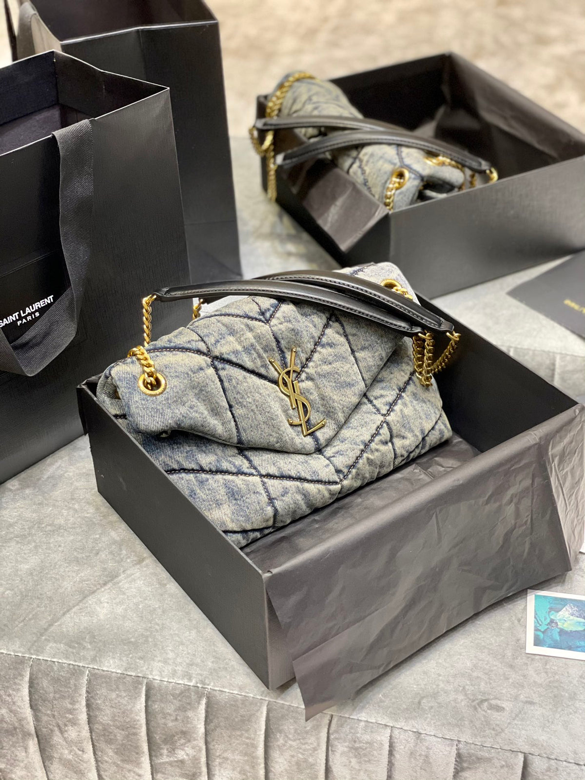 SAINT LAURENT Solferino Medium Cotton And Leather Shoulder Bag