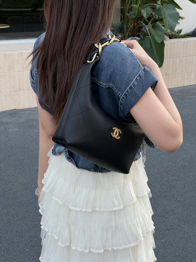 Chanel black hobo bag