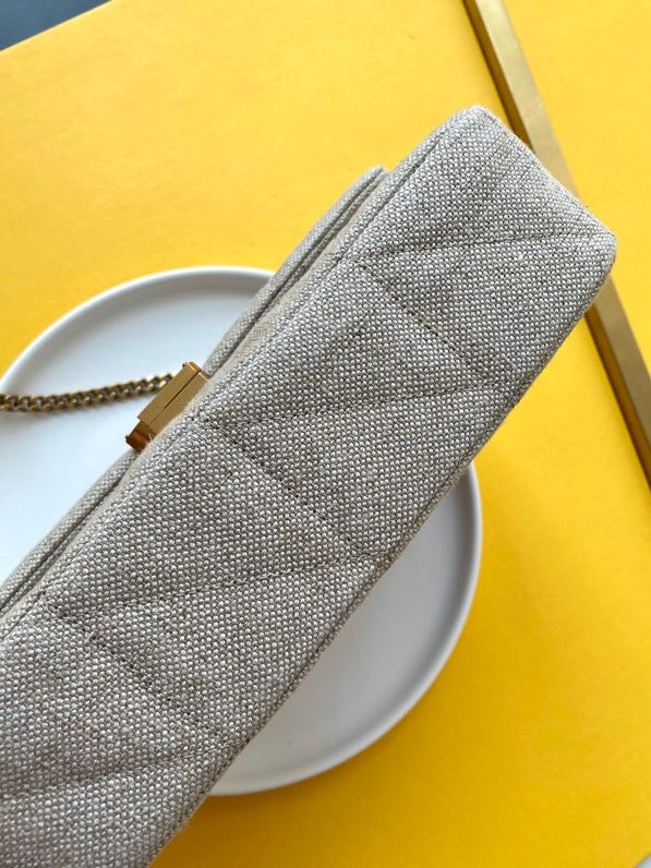 Saint Laurent Beige Suede Y Quilted Monogram
