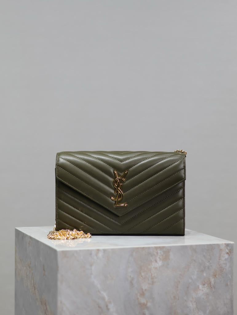 Saint Laurent chain wallet dark green
