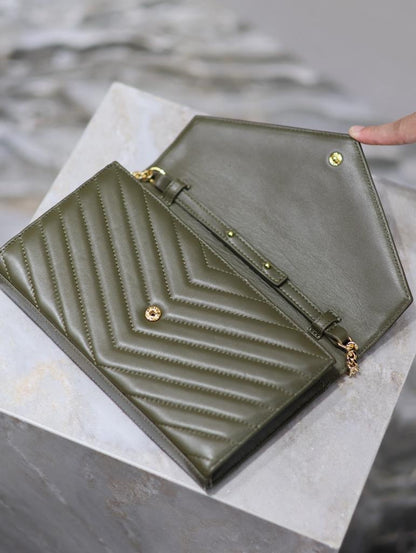 Saint Laurent chain wallet dark green