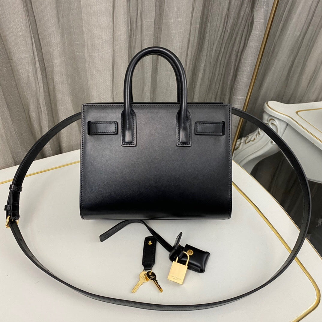 Ysl Nano Sac De Jour Black Smooth Leather Gold-tone Metal