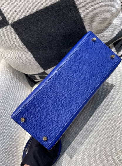 HN 28 Electric Blue Epsom Leather Gold Hardware
