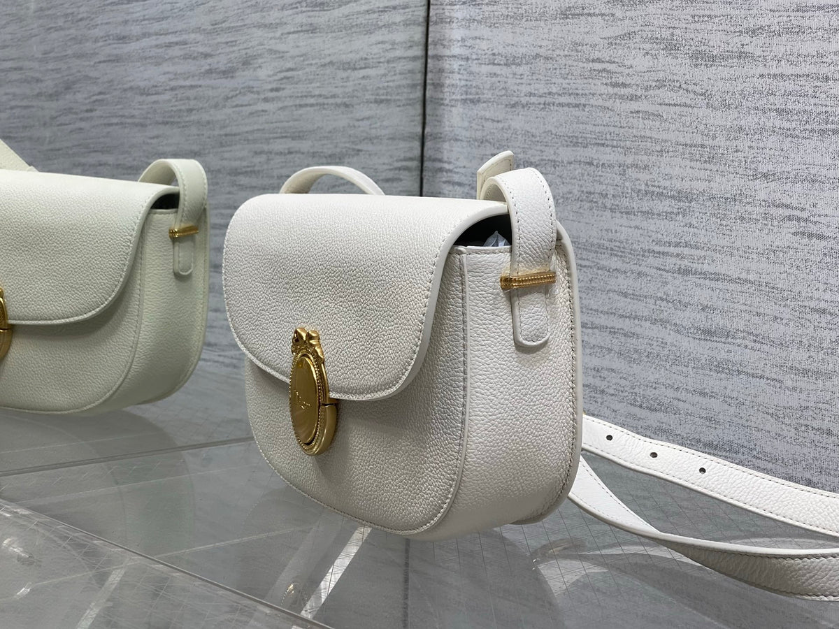 Dior Small Dior Médaillon Flap Bag in White