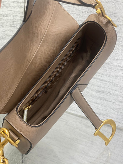 Dior Saddle Bag in Brown Gold Hardware