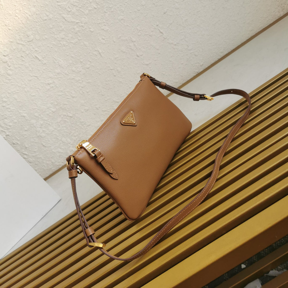 Prada Leather Shoulder Bag Brown