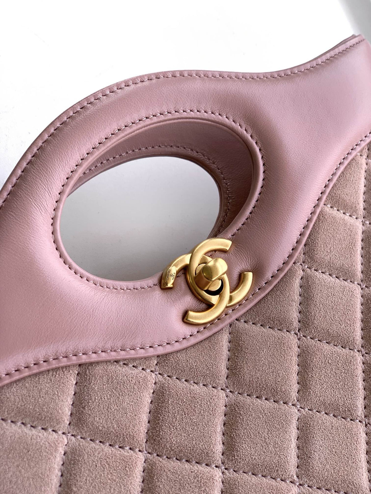 Chanel  Calfskin Suede Quilted Mini 31 Shopping Bag