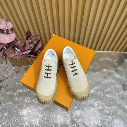 LV Women Beige Suede Casual Sneakers