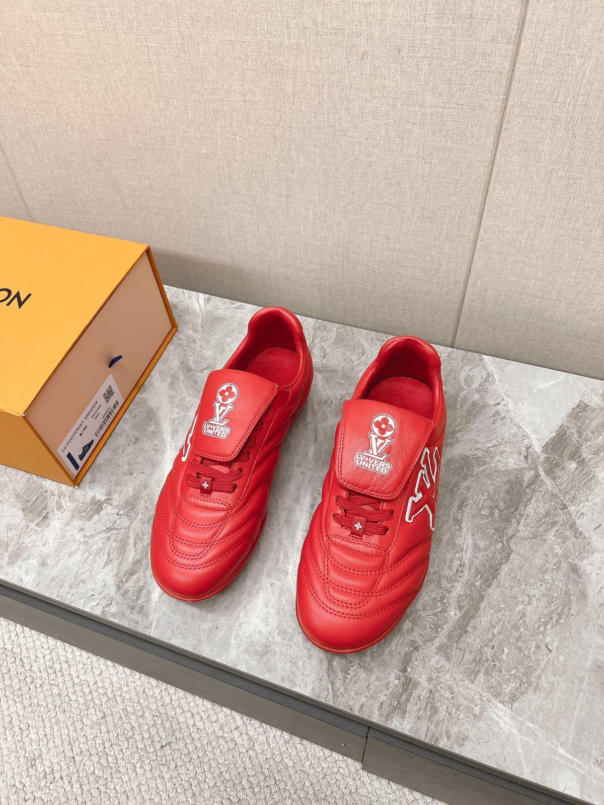 LV Women Red Leather Sneakers