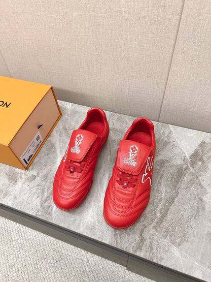 LV Women Red Leather Sneakers
