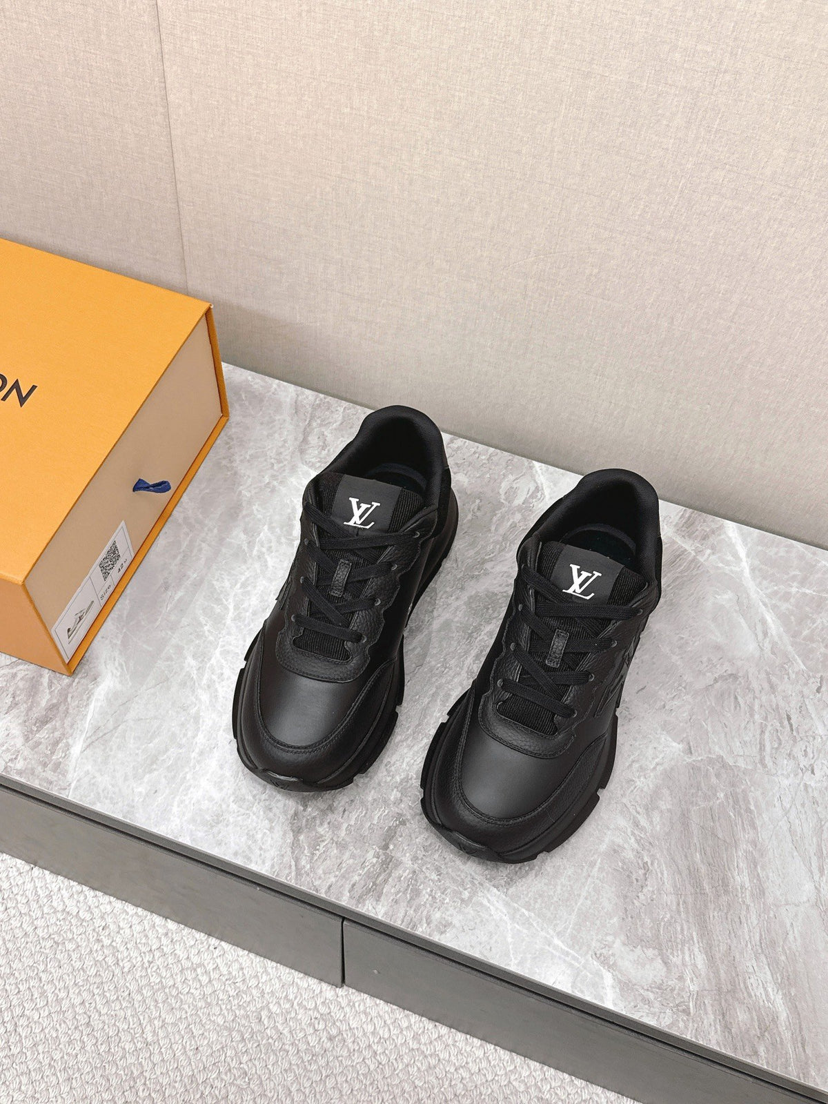 LV Women Black Leather Sneakers
