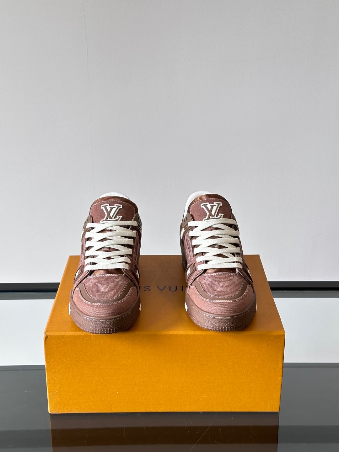 LV Men Brown Suede Leather Sneakers