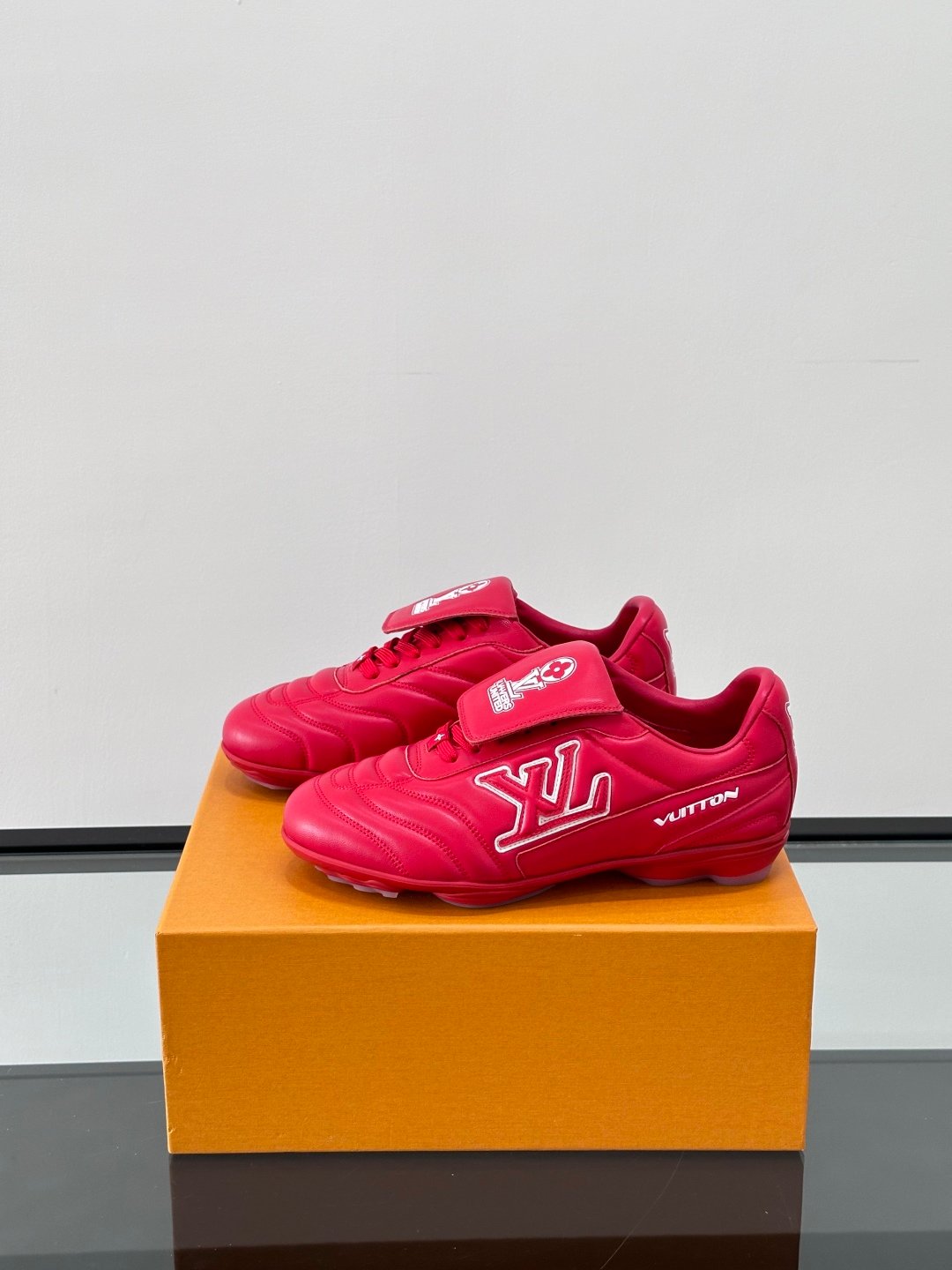 LV Men Red Leather Sneakers