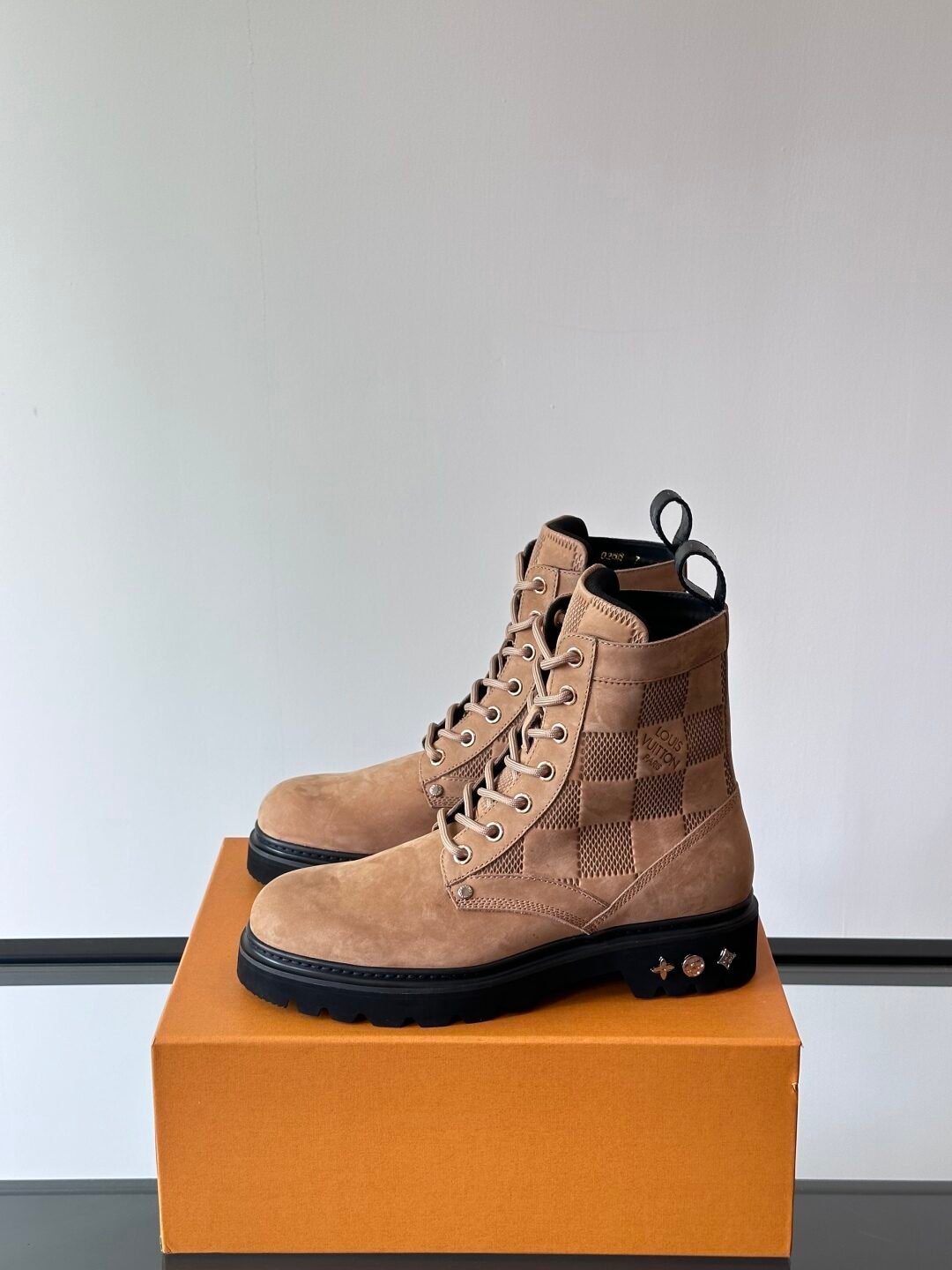 LV Men Beige Nubuck Leather Boots