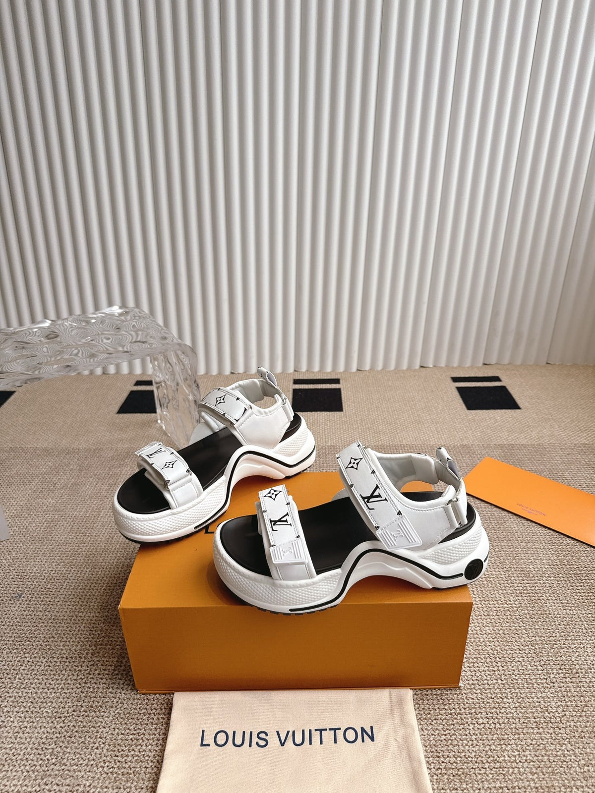 LV Women White Synthetic Strap Sandals