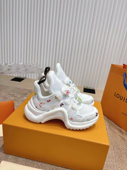 LV Women White Mesh Embellished Sneakers