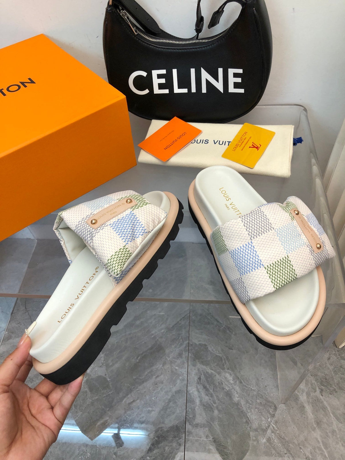 LV Women Multi Color Patterned Fabric Slippers