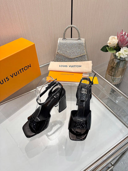 LV Women Black Patent Leather Heels