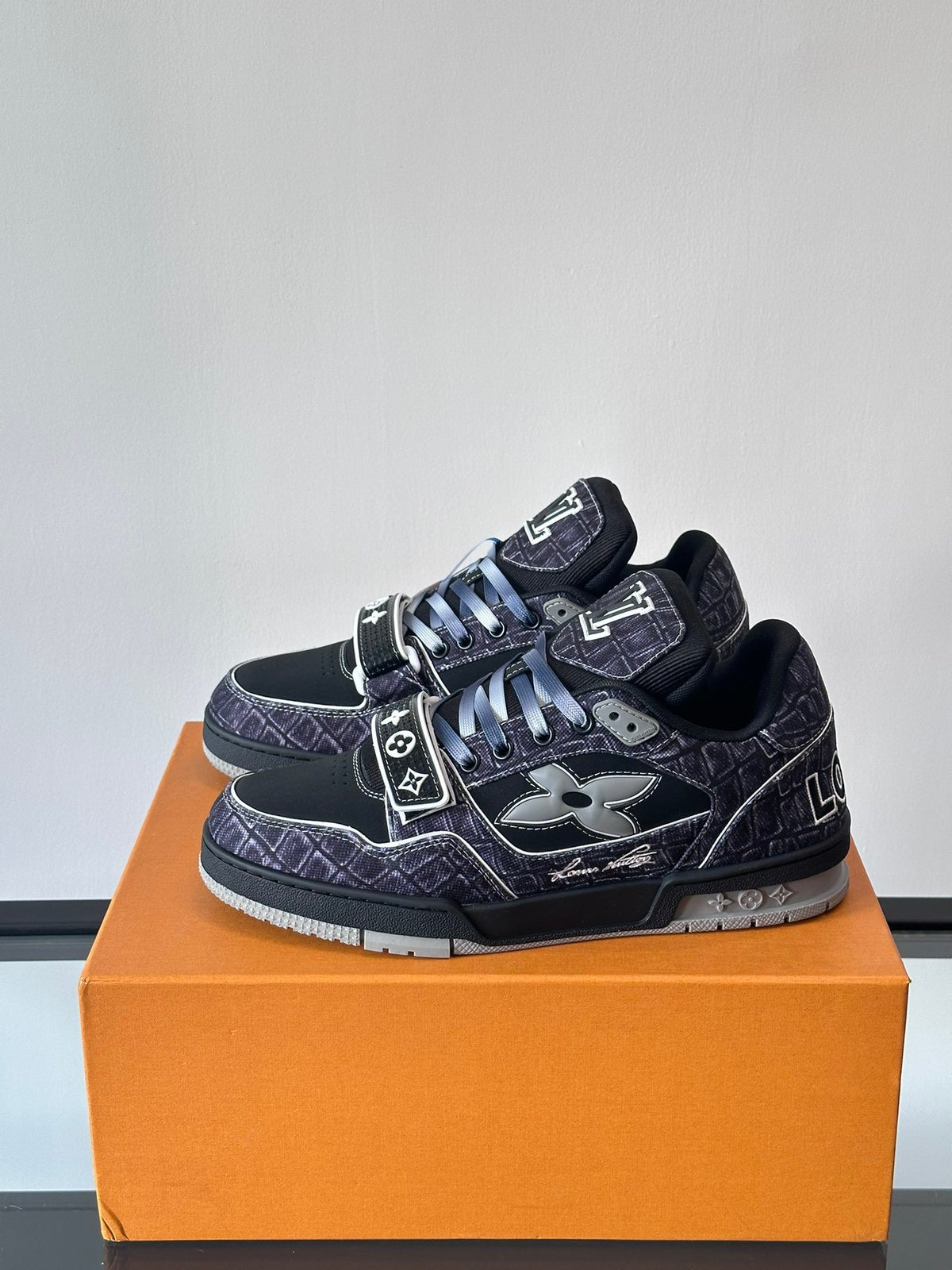 LV Men Black Fabric Sneakers
