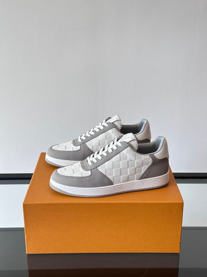 LV Men White And Gray Leather Sneakers